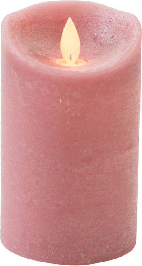 Anna's Collection 1x Antiek roze LED kaars stompkaars 12 5 cm Luxe kaarsen op batterijen met bewegende vlam