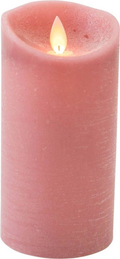 Anna's Collection 1x Antiek roze LED kaars stompkaars 15 cm Luxe kaarsen op batterijen met bewegende vlam