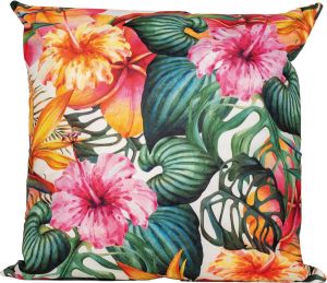 Anna's Collection 1x Bank sier kussens gekleurd voor binnen en buiten tropische bloemen print 45 x 45 cm Tropische tuin huis kussens
