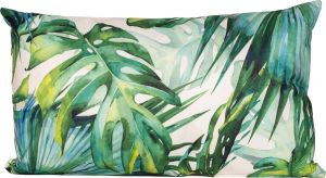 Anna's Collection 1x Bank sier kussens voor binnen en buiten monstera bladeren print 50 x 30 cm Urban jungle tuin huis kussens