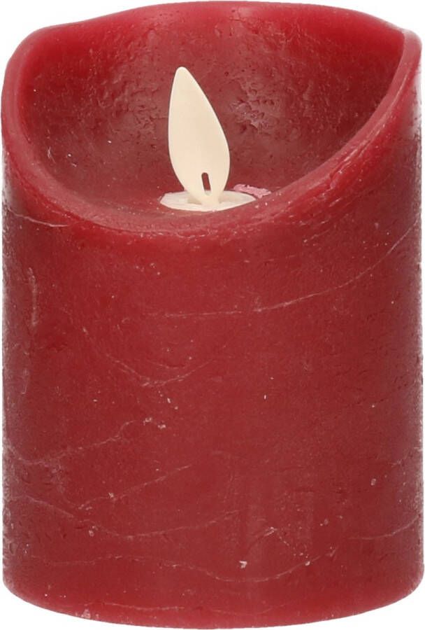 Anna's Collection 1x Bordeaux rode LED kaarsen stompkaarsen 10 cm Luxe kaarsen op batterijen met bewegende vlam
