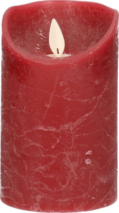 Anna's Collection 1x Bordeaux rode LED kaarsen stompkaarsen 12 5 cm Luxe kaarsen op batterijen met bewegende vlam