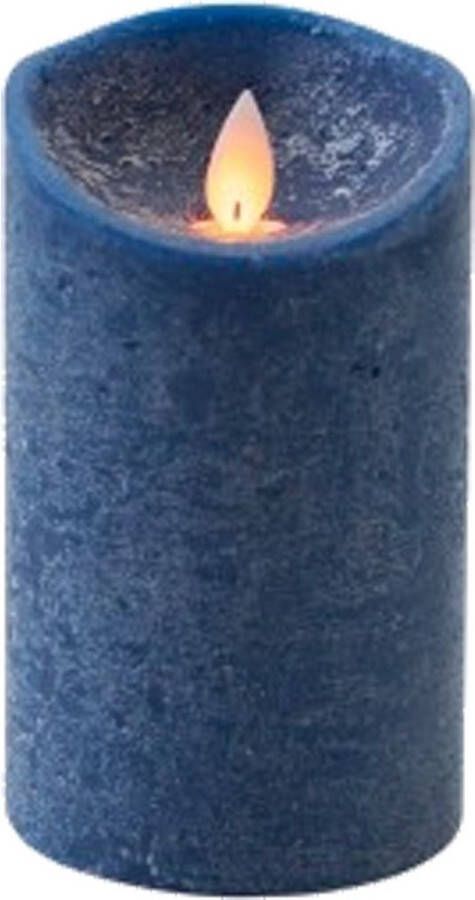 Anna's Collection 1x Donkerblauwe LED kaars stompkaars 12 5 cm Luxe kaarsen op batterijen met bewegende vlam