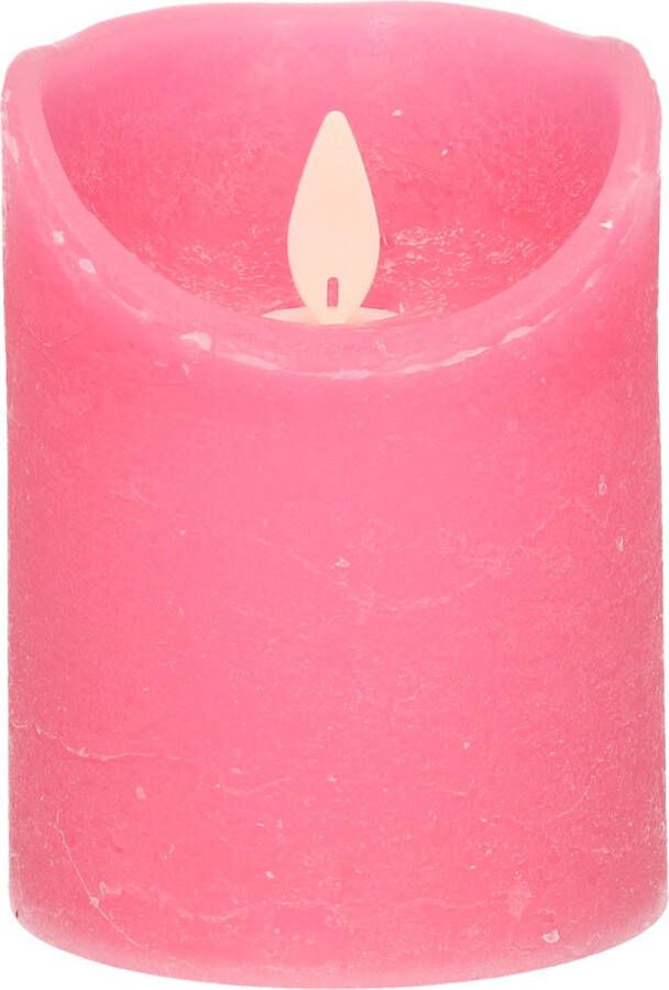 Anna's Collection 1x Fuchsia roze LED kaarsen stompkaarsen 10 cm Luxe kaarsen op batterijen met bewegende vlam