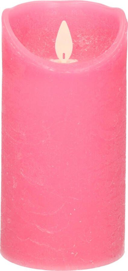 Anna's Collection 1x Fuchsia roze LED kaarsen stompkaarsen 15 cm Luxe kaarsen op batterijen met bewegende vlam