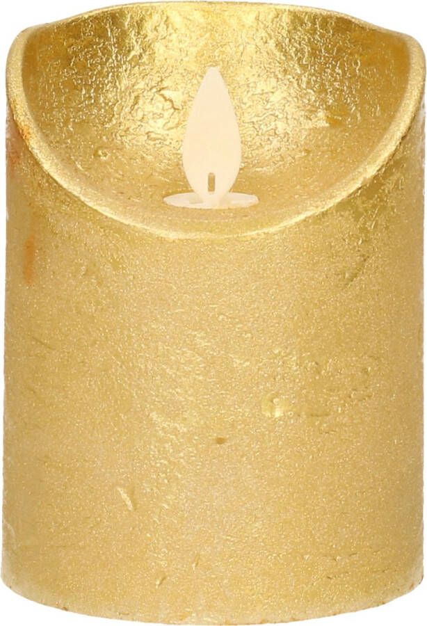 Anna's Collection 1x Gouden LED kaarsen stompkaarsen 10 cm Luxe kaarsen op batterijen met bewegende vlam