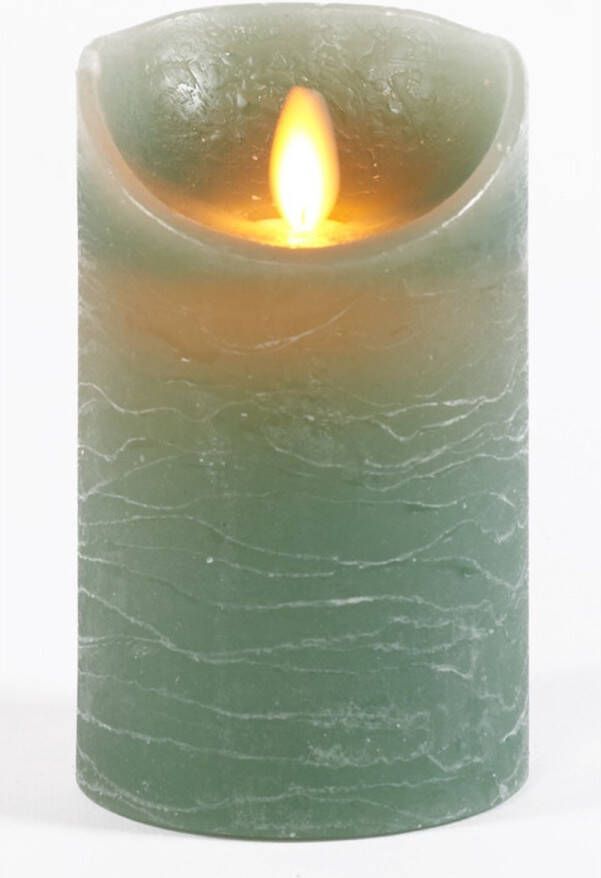 Anna's Collection 1x Jade groene LED kaarsen stompkaarsen 12 5 cm Luxe kaarsen op batterijen met bewegende vlam