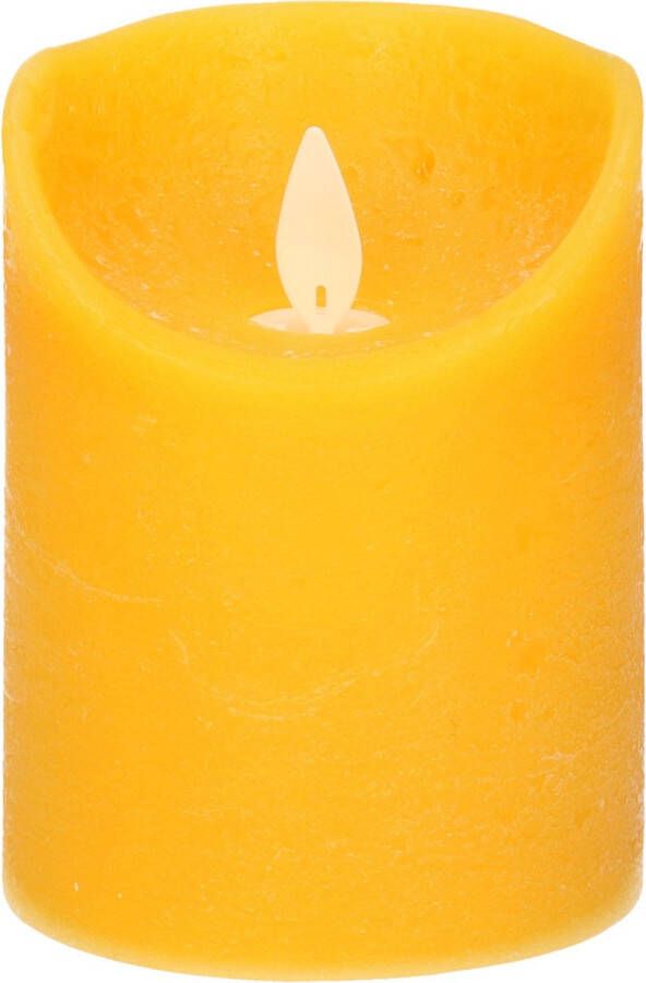 Anna's Collection 1x Oker gele LED kaarsen stompkaarsen 10 cm Luxe kaarsen op batterijen met bewegende vlam