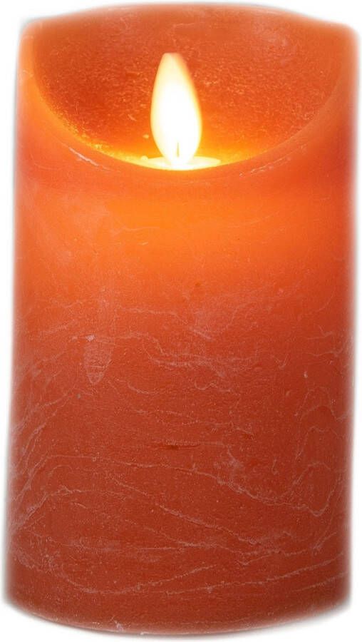 Anna's Collection 1x stuks led kaarsen stompkaarsen oranje D7 5 x H12 5 cm met timer Woondecoratie Elektrische kaarsen