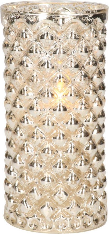 Anna's Collection 1x stuks luxe led kaarsen in zilver glas D7 5 x H15 cm met timer Woondecoratie Elektrische kaarsen