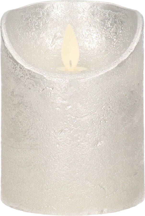 Anna's Collection 1x Zilveren LED kaarsen stompkaarsen 10 cm Luxe kaarsen op batterijen met bewegende vlam