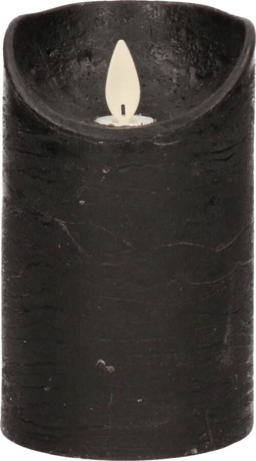 Anna's Collection 1x Zwarte LED kaarsen stompkaarsen 12 5 cm Luxe kaarsen op batterijen met bewegende vlam