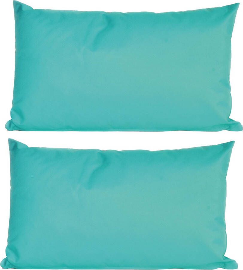 Anna's Collection 2x Bank sier kussens voor binnen en buiten in de kleur aqua blauw 30 x 50 cm Tuin huis kussens
