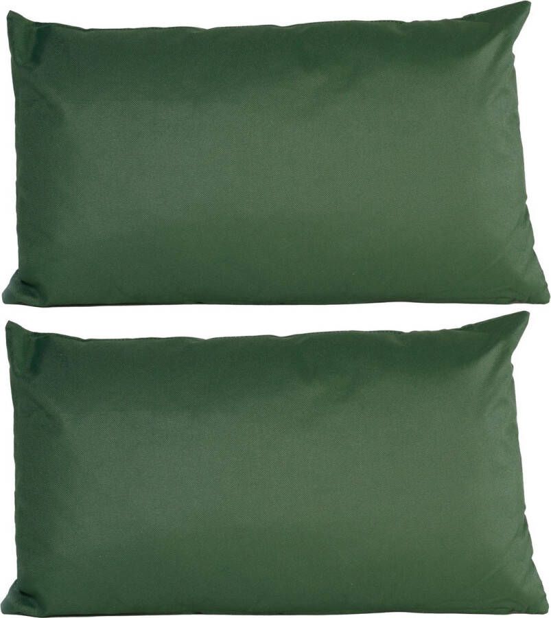 Anna's Collection 2x Bank sier kussens voor binnen en buiten in de kleur donkergroen 30 x 50 cm Tuin huis kussens