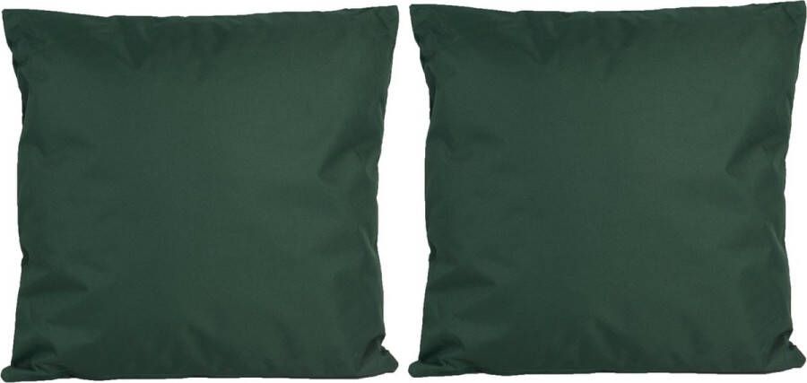 Anna's Collection 2x Bank sier kussens voor binnen en buiten in de kleur donkergroen 45 x 45 cm Tuin huis kussens