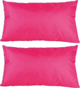 Anna's Collection 2x Bank sier kussens voor binnen en buiten in de kleur fuchsia roze 30 x 50 cm Tuin huis kussens