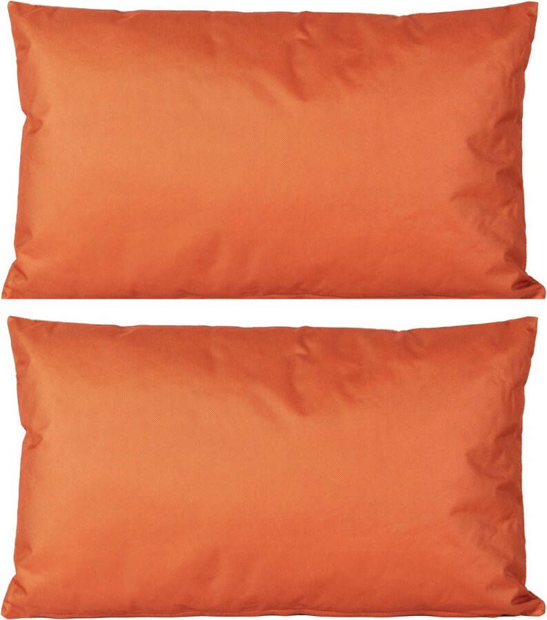 Anna's Collection 2x Bank sier kussens voor binnen en buiten in de kleur oranje 30 x 50 cm Tuin huis kussens