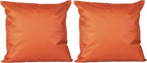 Anna's Collection 2x Bank sier kussens voor binnen en buiten in de kleur oranje 45 x 45 cm Tuin huis kussens