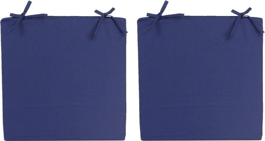 Anna's Collection 2x Stoelkussens voor binnen- en buitenstoelen in de kleur donkerblauw 40 x 40 cm Tuinstoelen kussens
