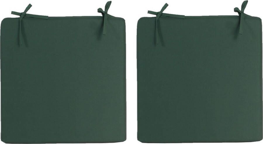 Anna's Collection 2x Stoelkussens voor binnen- en buitenstoelen in de kleur donkergroen 40 x 40 cm Tuinstoelen kussens