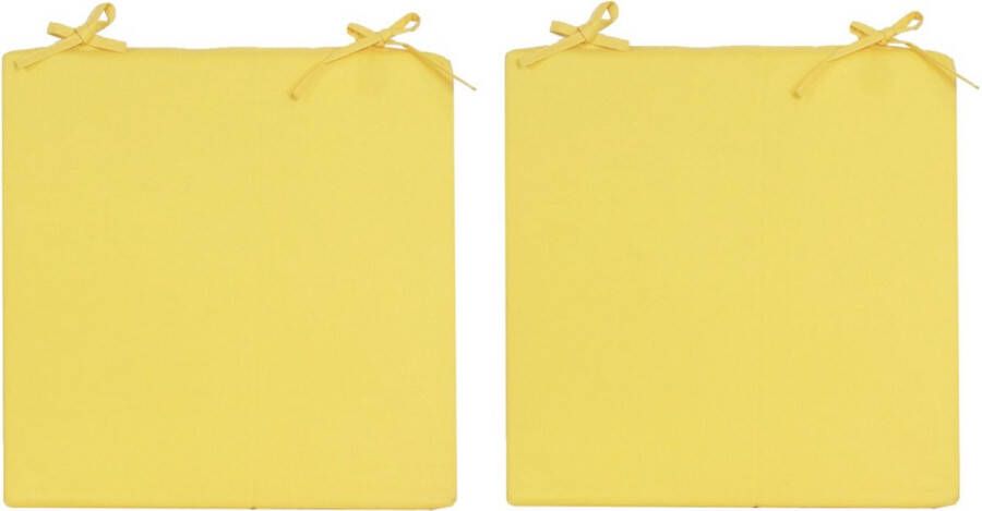 Anna's Collection 2x Stoelkussens voor binnen- en buitenstoelen in de kleur geel 40 x 40 cm Tuinstoelen kussens