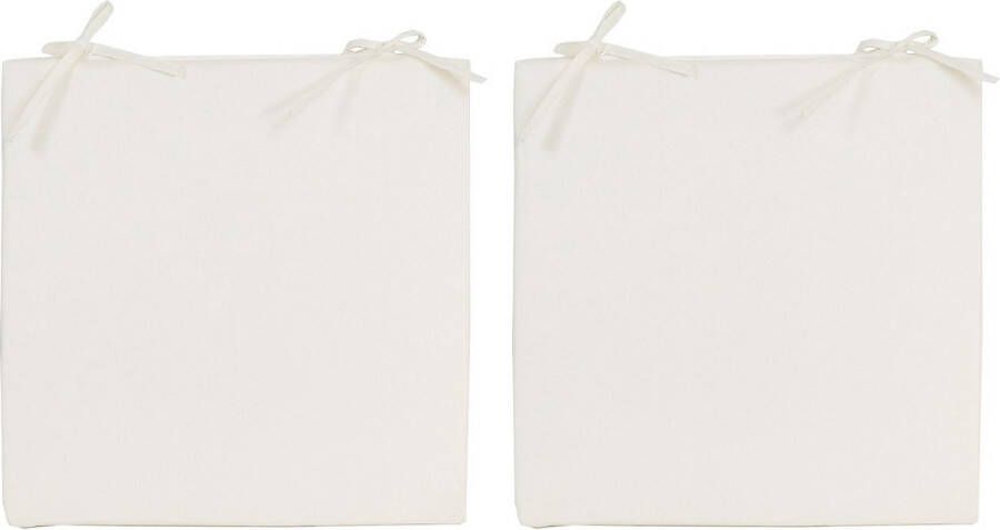 Anna's Collection 2x Stoelkussens voor binnen- en buitenstoelen in de kleur ivoor wit 40 x 40 cm Tuinstoelen kussens