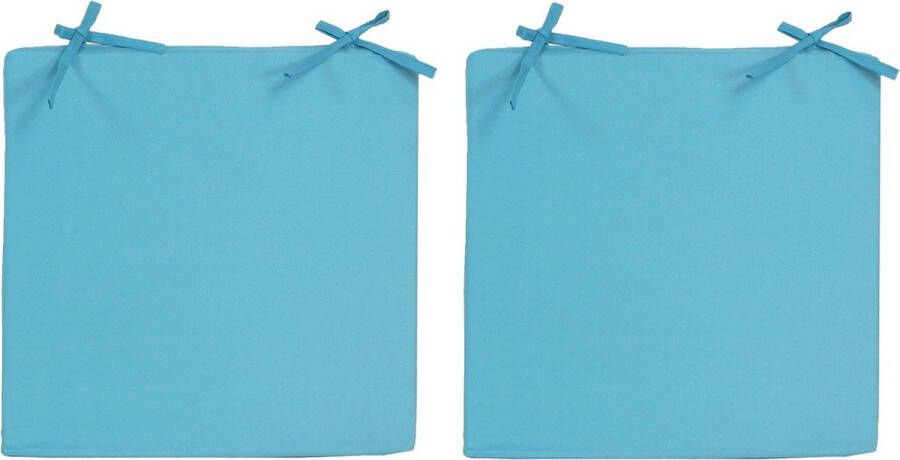 Anna's Collection 2x Stoelkussens voor binnen- en buitenstoelen in de kleur lichtblauw 40 x 40 cm Tuinstoelen kussens