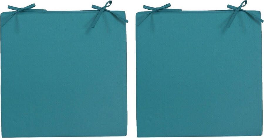 Anna's Collection 2x Stoelkussens voor binnen- en buitenstoelen in de kleur petrol blauw 40 x 40 cm Tuinstoelen kussens