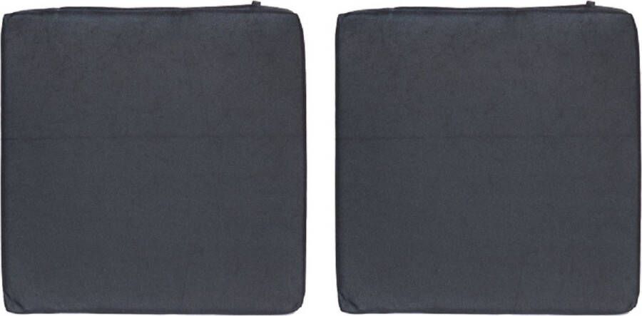 Anna's Collection 2x Stoelkussens voor binnen- en buitenstoelen in de kleur zwart 40 x 40 cm Tuinstoelen kussens