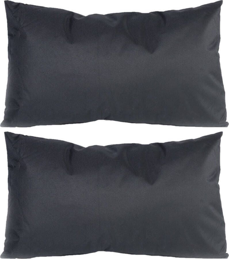 Anna's Collection 2x stuks bank Sier kussens voor binnen en buiten in de kleur zwart 30 x 50 cm Tuin huis kussens