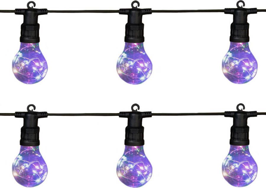 Anna's Collection 2x stuks buiten feestverlichting lichtsnoeren met gekleurde lampjes bollampjes 10m tuinverlichting LED sfeerverlichting