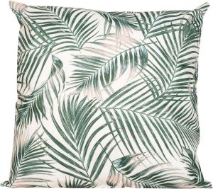 Anna's Collection 3x Bank sier kussens voor binnen en buiten palm bladeren print 45 x 45 cm Urban jungle tuin huis kussens