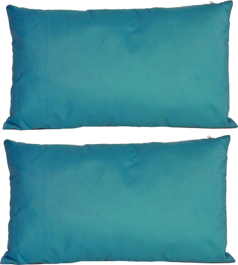 Anna's Collection 4x Bank sier kussens voor binnen en buiten in de kleur petrol blauw 30 x 50 cm Tuin huis kussens