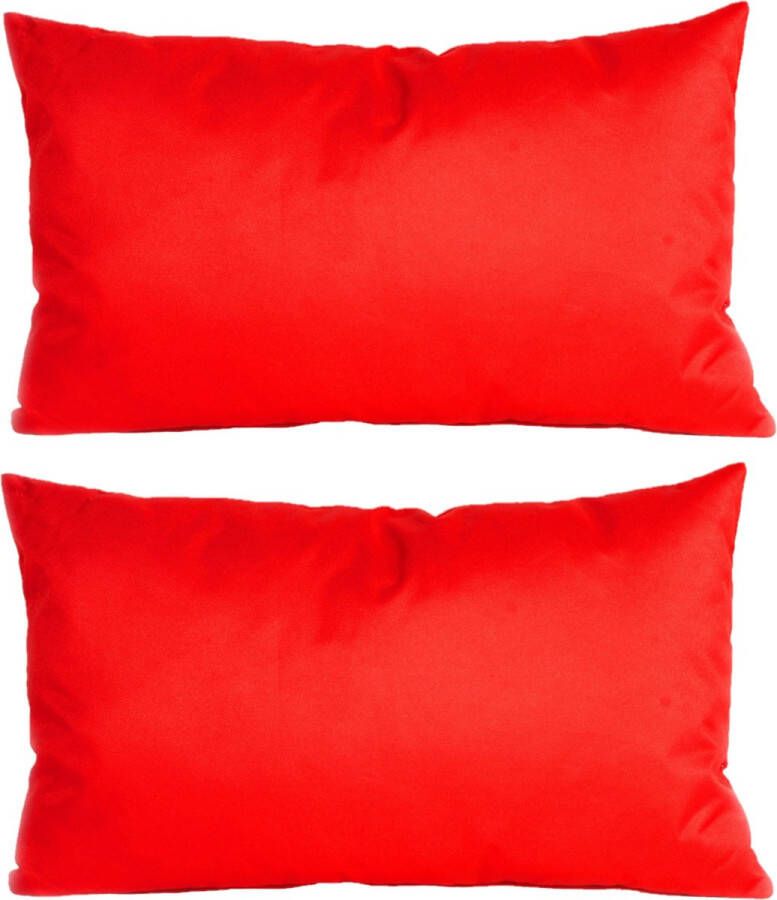 Anna's Collection 4x stuks bank Sier kussens voor binnen en buiten in de kleur rood 30 x 50 cm Tuin huis kussens