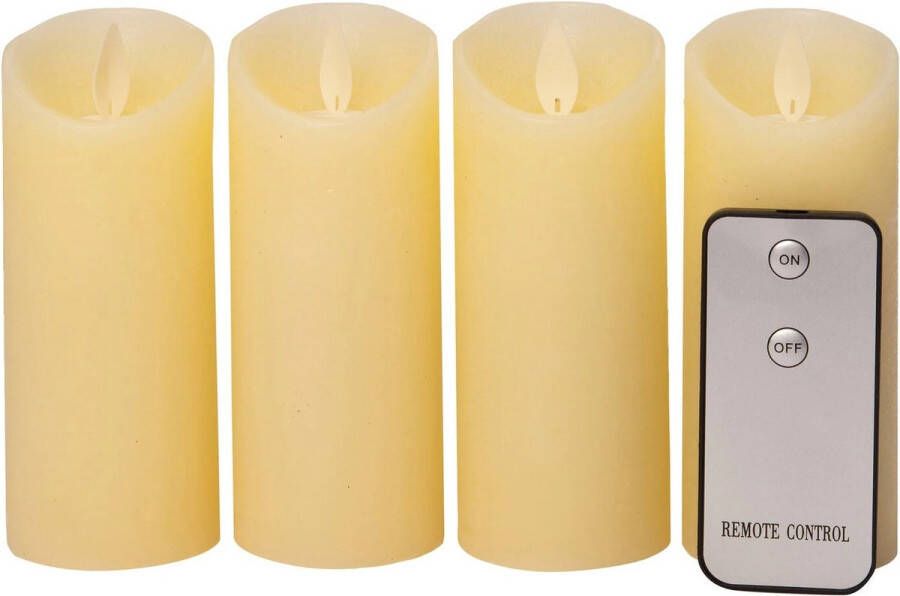 Anna's Collection 4x stuks led kaarsen stompkaarsen ivoor wit D5 2 x H12 5 cm Woondecoratie Elektrische kaarsen