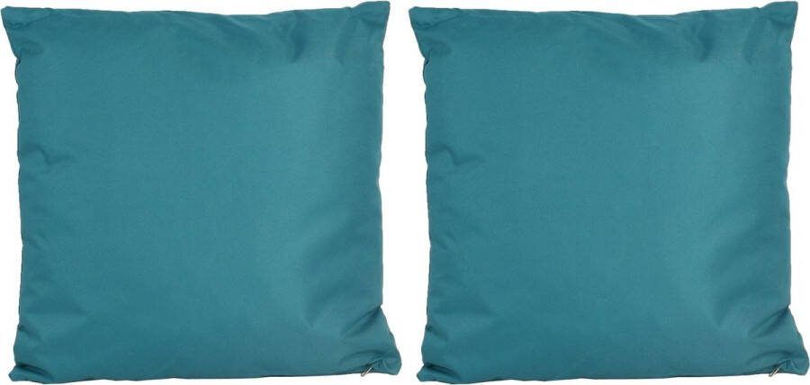 Anna's Collection 6x Bank sier kussens voor binnen en buiten in de kleur petrol blauw 45 x 45 cm Tuin huis kussens