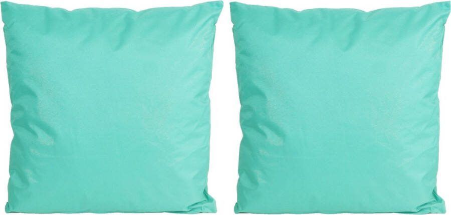Anna's Collection 8x Bank sier kussens voor binnen en buiten in de kleur aquablauw groen 45 x 45 cm Tuin huis kussens