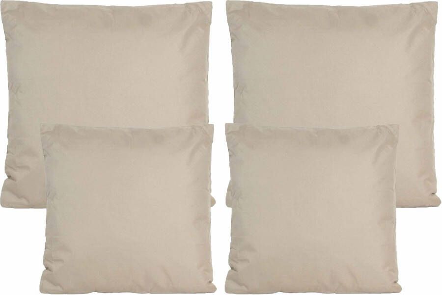Anna's Collection Bank tuin kussens set binnen buiten 4x stuks beige taupe In 2 formaten Sierkussens