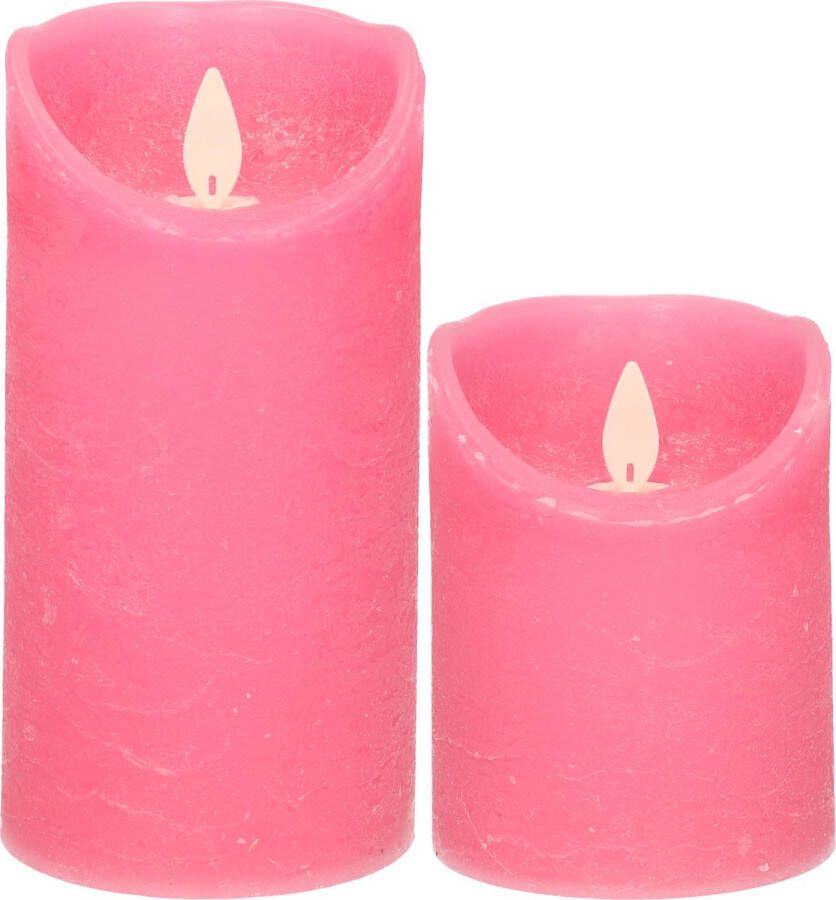 Anna&apos;s Collection Anna Collection LED kaarsen 2x stuks fuchsia roze 10 en 15 cm LED kaarsen