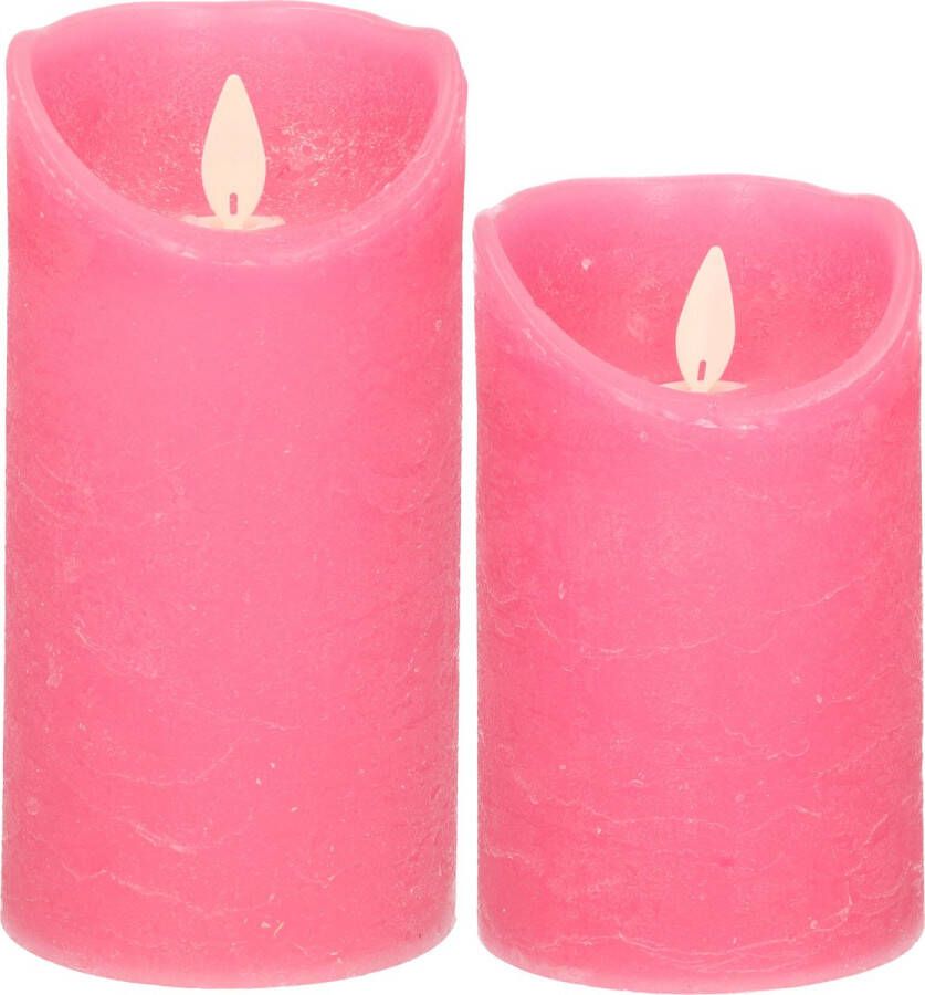 Anna&apos;s Collection Anna Collection LED kaarsen 2x stuks fuchsia roze 12 5 en 15 cm LED kaarsen