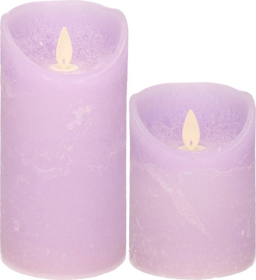 Anna&apos;s Collection Anna Collection LED kaarsen 2x stuks lila paars 10 en 15 cm LED kaarsen