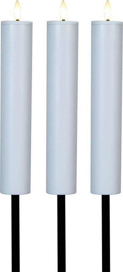 Anna's Collection Anna Collection solar kaars fakkel 3x wit tuinsteker H76 cm 3D lont tuinlamp