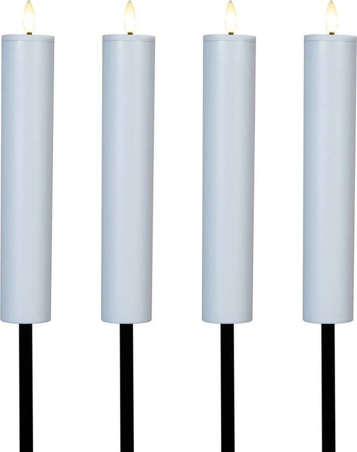 Anna's Collection Anna Collection solar kaars fakkel 4x wit tuinsteker H76 cm 3D lont tuinlamp