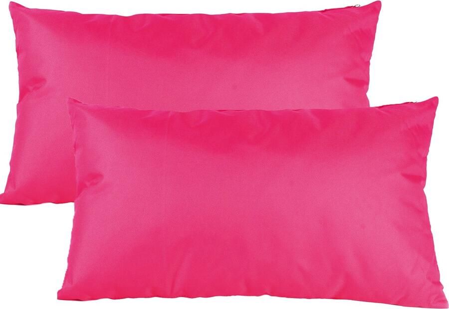 Anna's Collection Buiten of tuin sier kussens 2x fuchsia roze 30 x 50 cm binnen buiten zitkussens tuinbank