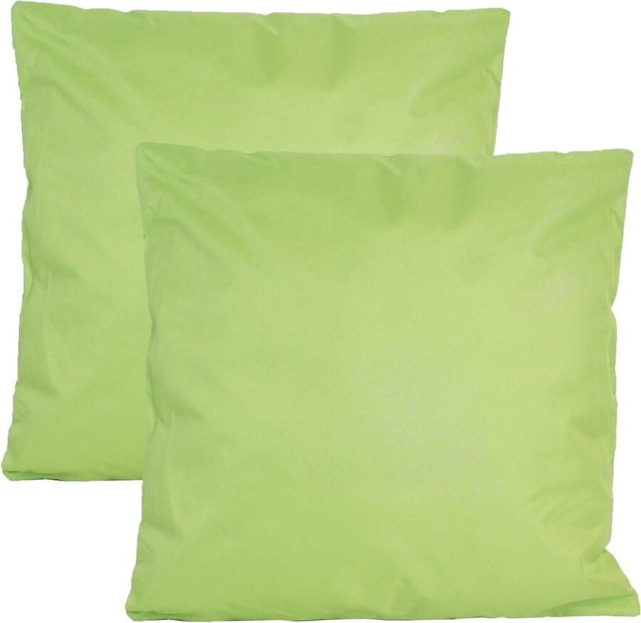 Anna's Collection Buiten of tuin sier kussens 2x groen 45 x 45 cm binnen buiten zitkussens tuinbank