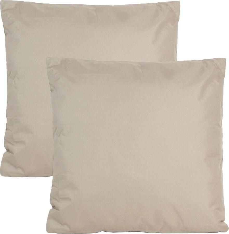 Anna's Collection Buiten of tuin sier kussens 2x taupe beige 60 x 60 cm binnen buiten zitkussens tuinbank