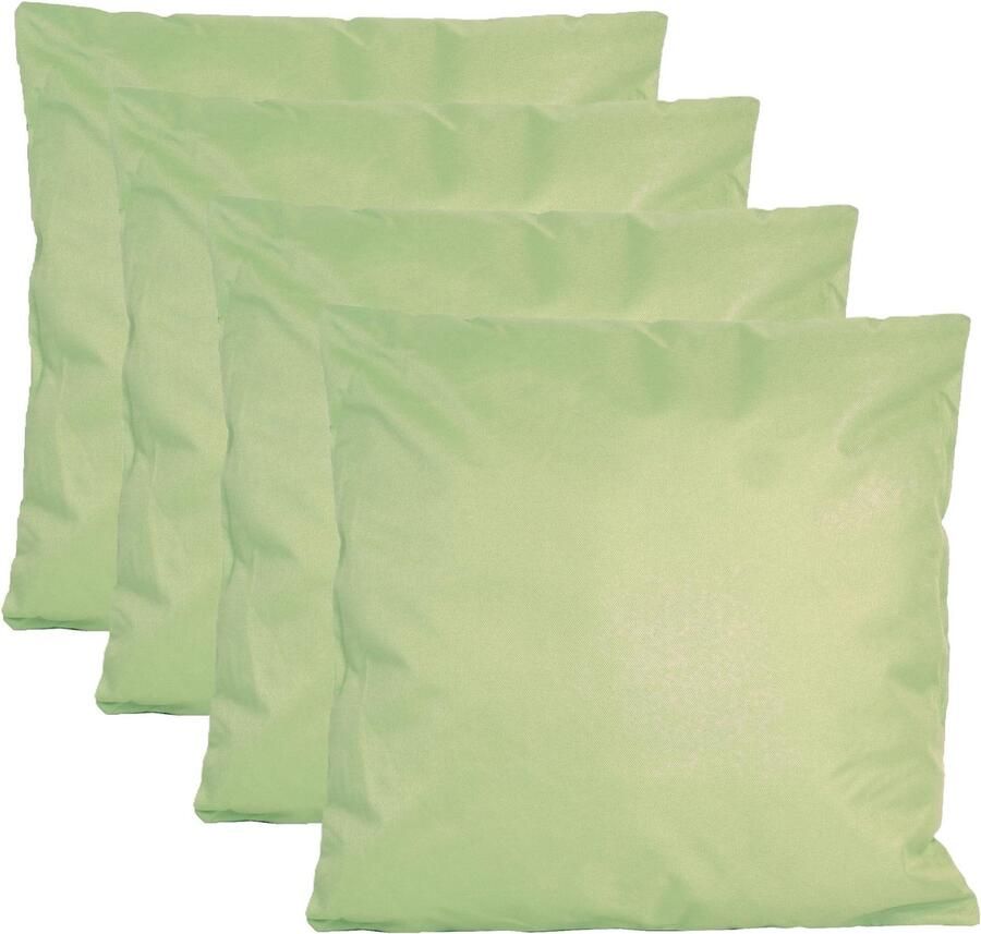 Anna's Collection Buiten of tuin sier kussens 4x mintgroen 45 x 45 cm binnen buiten zitkussens tuinbank