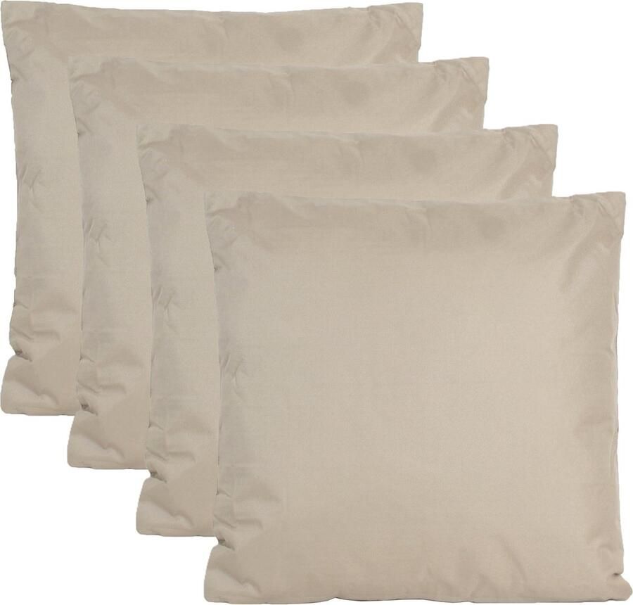 Anna's Collection Buiten of tuin sier kussens 4x taupe 45 x 45 cm binnen buiten zitkussens tuinbank