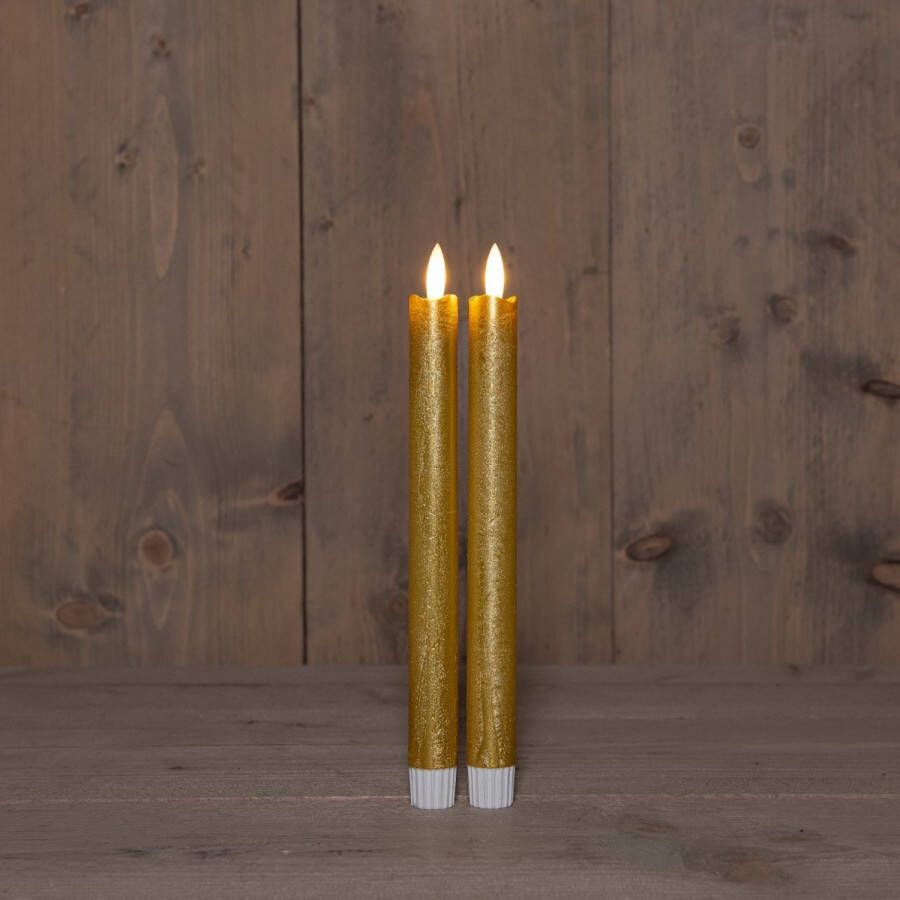 Anna's Collection B.O. 2Pcs 3D Wick Gold Taper Candle 23 cm Rusti