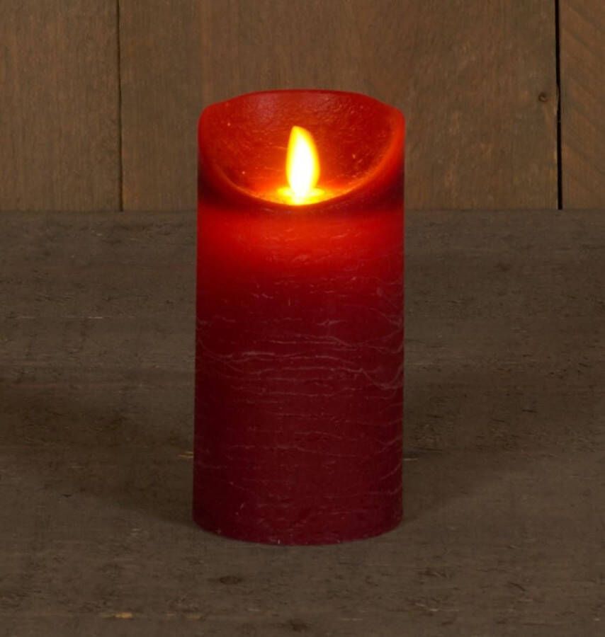 Anna's Collection 1x Bordeaux rode LED kaarsen stompkaarsen 15 cm Luxe kaarsen op batterijen met bewegende vlam